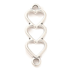 Античное Серебро Подвески из сплава в тибетском стиле, тройные сердечные связи, античное серебро, 24x8x1.5 мм, отверстие : 1.6 мм