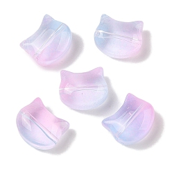 Бледно-Розовый Прозрачная аэрозольная краска стеклянные шарики, кошка, розовый жемчуг, 10x11.5x7 мм, отверстие : 1 мм