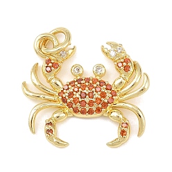 Краб Латунные микро проложить кубического циркония подвески, с целью перехода в кольце, реальный 18 k позолоченный, краб, 17x19x3 мм