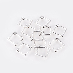 Antique Silver Tibetan Style Alloy Bead Frame, Rhombus, Cadmium Free & Nickel Free & Lead Free, Antique Silver, 16x16x2mm, Hole: 1mm