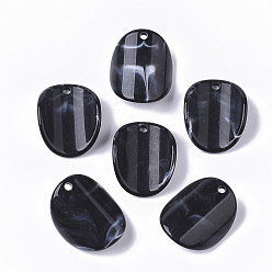Черный Акриловые подвески, Стиль имитация драгоценных камней, витых овальных, чёрные, 25x19.5x2.5 мм, Отверстие : 2 мм , около 400 шт / 500 г