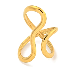 Настоящее золото 18K Ионное покрытие (ip) 304 открытая манжета из нержавеющей стали для женщин, реальный 18 k позолоченный, размер США 7 1/4 (17.5 мм)