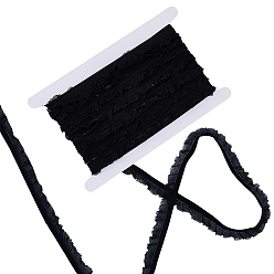 Black 10Yards Polyester Ribbon, Elastic Lace Trim, Clothes Accessories, 1Pc Cardboard Display Card, Black, 5/8 inch(16mm)