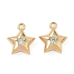 Звезда Латунные микро проложить кубического циркония подвески, без никеля , реальный 18 k позолоченный, звезда, 14.5x13x6 мм, отверстие : 1.4 мм