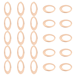 Or Rose 304 acier inoxydable reliant bagues, ovale, or rose, 18x12x0.5~1mm, Taille intérieure: 13x8 mm, 50 pcs / boîte
