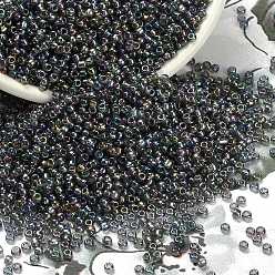 Светлый Стально-синий 12/0 Круглые стеклянные бусины класса А (fgb), прозрачные цвета радуги, светло-стальной синий, 12/0, 2x1.5 мм, отверстие : 0.9 мм, около 30000 шт / упаковка