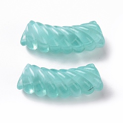 Turquoise Two Tone Opaque Acrylic Beads, Curved Tube, Turquoise, 35x14x11.5mm, Hole: 3.2mm, about 152pcs/500g