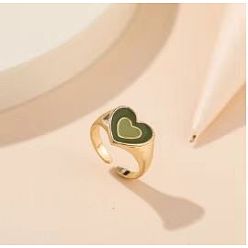 Золотой Регулируемые манжеты из цинкового сплава и эмали, сердце, золотые, внутренний диаметр: 15~20 мм