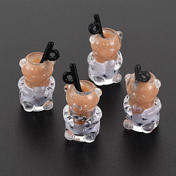 Перу Подвески из смолы, с полимерной глиной внутри, имитация пузырчатого чая, с акриловой чашкой, медведь, Перу, 27.5~29.5x14x13 мм, отверстие : 1.8 мм