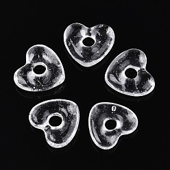 Прозрачный Бусины лэмпворк , сердце, прозрачные, 13.5~14x15x4.5~5 мм, отверстие : 3.8 мм