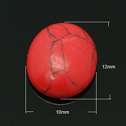 Синтетическая Бирюза Бирюзовый кабошон, окрашенные, овальные, красные, 12x10x4~4.5 мм