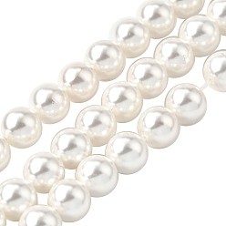 Желтая Старая Ткань  Радуги гальваническим нити шарик оболочки жемчужные, класс А, круглые, старое кружево, 10 мм, отверстие : 1 мм, около 41 шт / нитка, 16 дюйм