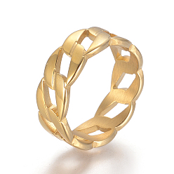 Золотой Унисекс 304 кольца из нержавеющей стали, широкая полоса кольца, форма обочины, золотые, Размер 7, 17 мм, шириной 7 мм 