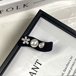 Черный Волнообразные заколки для волос из ткани и железа для женщин и девочек, с пластиковой имитацией жемчуга, чёрные, 50x15 мм