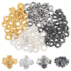 (52) Непрозрачная лаванда 120шт 4 цвета сплава бусины рамка, круглые кольца, разноцветные, 12x12x8 мм, 30 шт / цвет