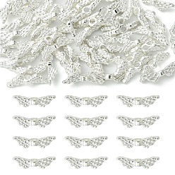 Серебро 50 бусины из сплава шт., без свинца и без кадмия, крыло ангела, серебряные, 12x3x3 мм, отверстие : 1.5 мм, Около 7100 шт / 1000 г