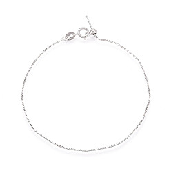 Платина Регулируемые 925 браслеты-слайдеры с цепочками из стерлингового серебра, платина, 18.5~19x0.07 см