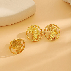 Map Серьги-гвоздики и кольца-манжеты из сплава, золотые, карта, 38x38 мм