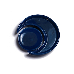 Полуночно-синий Луна и плоские круглые фарфоровые тарелки для украшений, лоток для хранения колец, , серьга, темно-синий, 70~120x47~70x17 мм, 2 шт / комплект