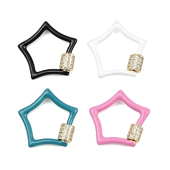 (52) Непрозрачная лаванда Застежки-карабины с микропаве из прозрачного кубического циркония в форме звезды, с эмалью, долгоиграющий, стойки покрытие, без свинца и без кадмия, разноцветные, 23x25x2 мм