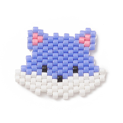 Cornflower Blue Handmade Loom Pattern MIYUKI Seed Beads, Bear Pendants, Cornflower Blue, 18x22x1.8mm, Hole: 0.7mm