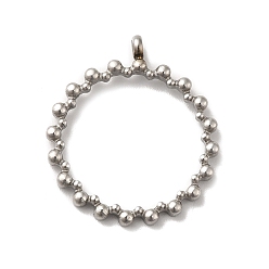 Stainless Steel Color Non-Tarnish 304 Stainless Steel Pendants, Ring Charm, Stainless Steel Color, 26x23x2mm, Hole: 2mm