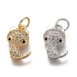 (52) Непрозрачная лаванда Латунные микропаве прозрачные кубические циркониевые подвески, долговечный, с целью перехода в кольце, кошка, разноцветные, 13.5x8x3 мм, Перейти кольцо: 5x1 мм, 3 мм внутренним диаметром