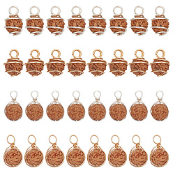 (52) Непрозрачная лаванда 40шт 4 стили подвески из натуральной рудракши с медной проволокой, баррель прелести, неокрашенными, разноцветные, 15~22x10~12x9~11 мм, отверстие : 3~4 мм, 10 шт / стиль