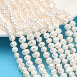 Античный Белый Нити из натурального культивированного пресноводного жемчуга, картофель, класс a ++, старинный белый, 6~6.5 мм, отверстие : 0.6 мм, около 66 шт / нитка, 13.70'' (34.8 см)