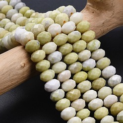 Масло Нефрит Натуральное сливочное масло нефрита бисер нитей, граненые, рондель, 8x5.5 мм, отверстие : 1.2 мм, около 69 шт / нитка, 15.16'' (38.5 см)