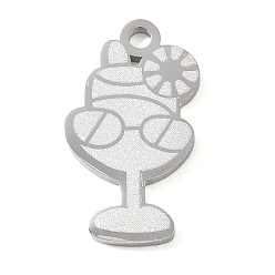 Stainless Steel Color 304 Stainless Steel Pendants, Wine Glass Drink Charms, Hand Polished, Stainless Steel Color, 20x11x1.4mm, Hole: 1.8mm
