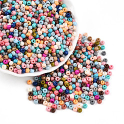 (52) Непрозрачная лаванда Выпечка краска стеклянные бусины, круглые, разноцветные, 4~4.5x3~4 мм, отверстие : 0.9~1.2 мм, Около 4500~6250 шт / фунт