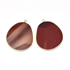 Моокаит Натуральный mookaite подвески, с латунной фурнитурой , золотые, 33.5~34x27x2 мм, отверстие : 1.5 мм