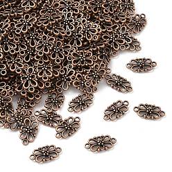 Красная Медь Тибетского стиля ссылки / разъемы, компоненты для люстры, цветок, без свинца и без кадмия, Красная медь, 16x8x3.5 мм, отверстие : 1.5 мм, 1718 шт / кг