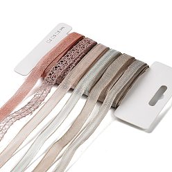 Розово-Коричневый 18 ярдов 6 стилей полиэфирной ленты, для поделок своими руками, бантики для волос и украшение подарка, розовая цветовая палитра, розово-коричневый, 3/8~1/2 дюйм (10~12 мм), около 3 ярдов / стиль