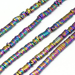 Rainbow Plated Electroplate Non-magnetic Synthetic Hematite Beads Strands, Oval, Multi-color Plated, 3x2x1mm, Hole: 1mm, about 350pcs/strand, 15.7 inch