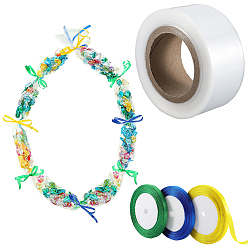 (52) Непрозрачная лаванда 1 рулон прямоугольных полиэтиленовых полиэтиленовых пакетов для хранения, с 15m 3 цветной полиэфирной лентой, разноцветные, мешок: 5.5~5.6 см