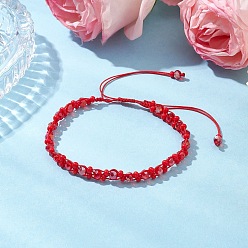 Красный Стеклянные браслеты из бисера с краской для запекания, красные, внутренний диаметр: 2-3/4~5-1/4 дюйм (7~13.2 см)