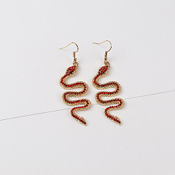 Гиацинт Болтаться серьги сплава горный хрусталь, змея, золотые, гиацинт, 70x21 мм