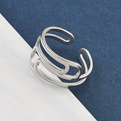 Нержавеющая Сталь Цвет 304 из нержавеющей стали Манжета кольца для женщин, цвет нержавеющей стали, 10.5 мм, регулируемый
