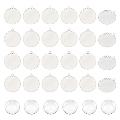 Платина Наборы для изготовления кулонов своими руками, в том числе 316 подвесные кабошоны из хирургической нержавеющей стали и прозрачные стеклянные кабошоны, платина, 24.5~29.5x24.5~28.5x2.5~7 мм, 60 шт / коробка