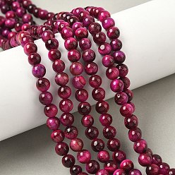 Темно-Розовый Нити из натуральных бусин тигрового глаза высшего качества, окрашенные, круглые, темно-розовыми, 8.5 мм, отверстие : 1.2 мм, около 46~48 шт / нитка, 14.76'' (37.5 см)