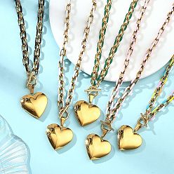 (52) Непрозрачная лаванда 304 Кулон-медальон в форме сердца с эмалью из нержавеющей стали, цепочка с застежкой-пряжкой, для женщин и мужчин, разноцветные, 19.61 дюйм (49.8 см)