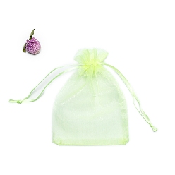 Бледно-Зеленый Прямоугольные сумки для хранения подарков из органзы на шнурке, бледно-зеленый, 12x9 см