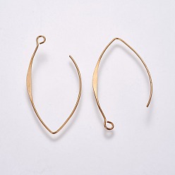 Light Gold Rack Plating Alloy Earring Hooks, with Horizontal Loop, Light Gold, 38.5x18.8x0.2mm, 32 Gauge, Hole: 1.4x2mm