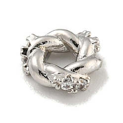 Платина Стойки обшивки латунь кубического циркония бусы, долговечный, без свинца и без кадмия, платина, 6x6.5x2~2.5 мм, отверстие : 2 мм