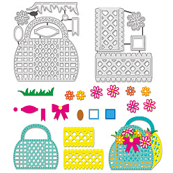 Другие Углеродистая сталь разрезает трафареты, для diy scrapbooking, Фотоальбом, декоративная бумага для тиснения, форма для поздравительных открыток, корзина, 120~127x92~105x0.8 мм, 2 шт / комплект