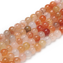 Golden Silk Jade Нити натуральных золотых шелковых нефритовых бусин, круглые, 4 мм, отверстие : 0.5 мм, около 97 шт / нитка, 15.35 дюйм (39 см)