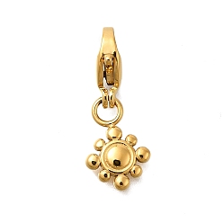 Настоящее золото 14K Цветок 304 подвесные украшения из нержавеющей стали, ионное покрытие (ip), с застежкой омар коготь, реальный 14 k позолоченный, 20 мм