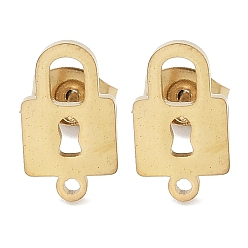 Золотой Ионное покрытие замка (IP) 304 фурнитура для сережек-гвоздиков из нержавеющей стали, с петлей, золотые, 12.5x7 мм, отверстие : 1.2 мм, штифты : 0.8x11 мм
